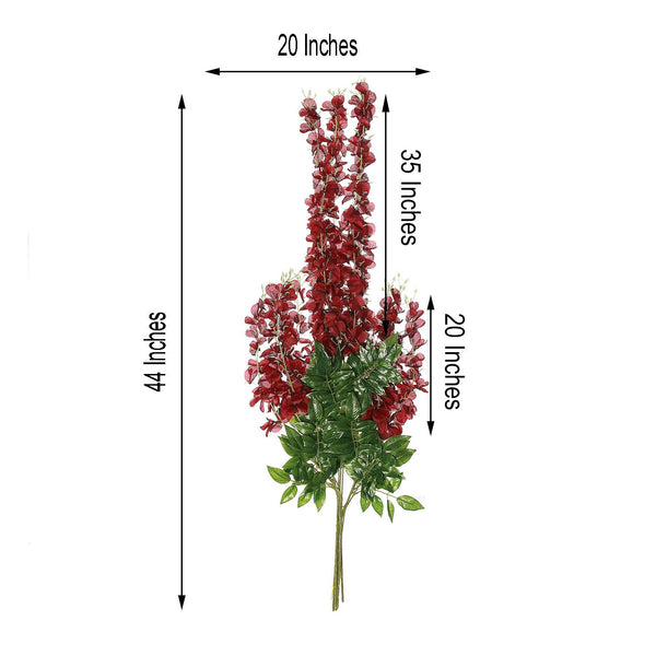 5 Bushes - 44" Artificial Wisteria Vine - Ratta Silk Hanging Flower Garland - Burgundy
