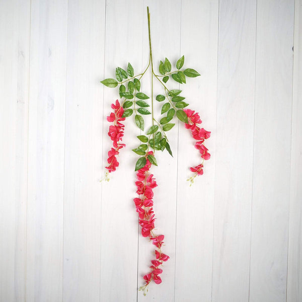 5 Bushes - 44" Artificial Wisteria Vine - Ratta Silk Hanging Flower Garland - Fuchsia