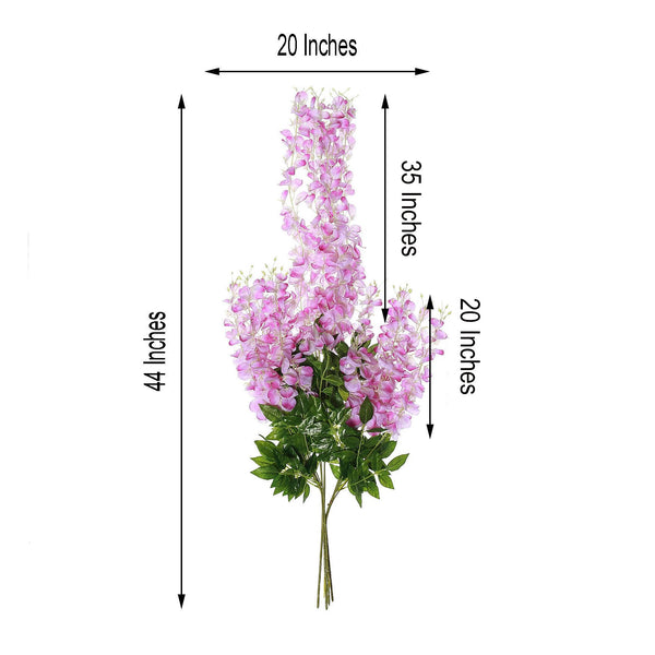 5 Bushes - 44" Artificial Wisteria Vine - Ratta Silk Hanging Flower Garland - Lavender