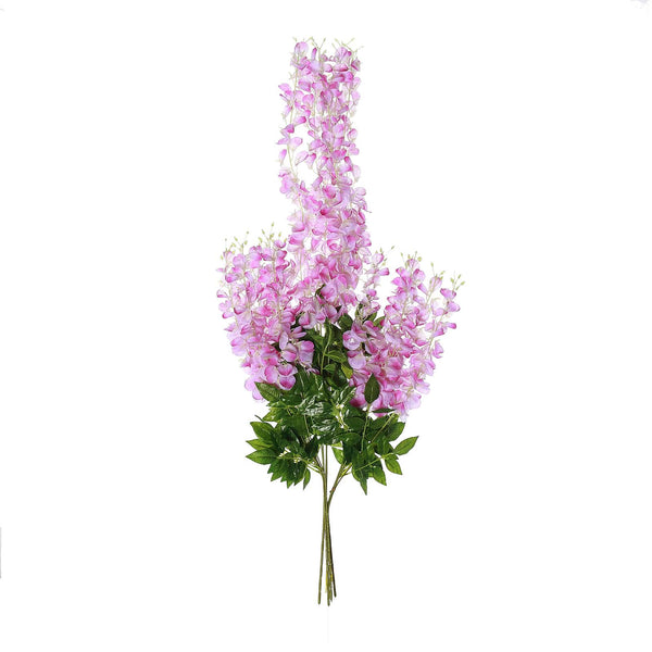 5 Bushes - 44" Artificial Wisteria Vine - Ratta Silk Hanging Flower Garland - Lavender