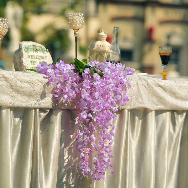 5 Bushes - 44" Artificial Wisteria Vine - Ratta Silk Hanging Flower Garland - Lavender