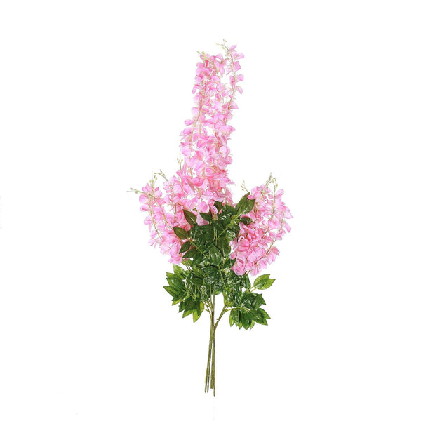5 Bushes - 44" Artificial Wisteria Vine - Ratta Silk Hanging Flower Garland - Pink