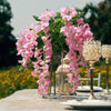 5 Bushes - 44" Artificial Wisteria Vine - Ratta Silk Hanging Flower Garland - Pink