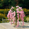 5 Bushes - 44" Artificial Wisteria Vine - Ratta Silk Hanging Flower Garland - Pink