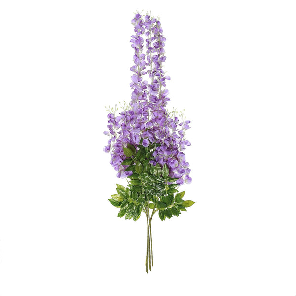 5 Bushes - 44" Artificial Wisteria Vine - Ratta Silk Hanging Flower Garland - Purple