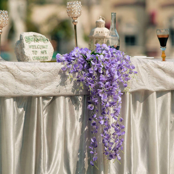 5 Bushes - 44" Artificial Wisteria Vine - Ratta Silk Hanging Flower Garland - Purple