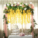 5 Bushes - 44" Artificial Wisteria Vine - Ratta Silk Hanging Flower Garland - Yellow