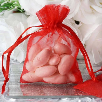 3"x4" Red Organza Jewellery Wedding Birthday Party Favor Gift Drawstring Pouches Bags - 10/pk
