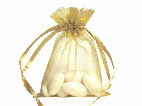 5x7 Champagne Organza Bags-10/pk