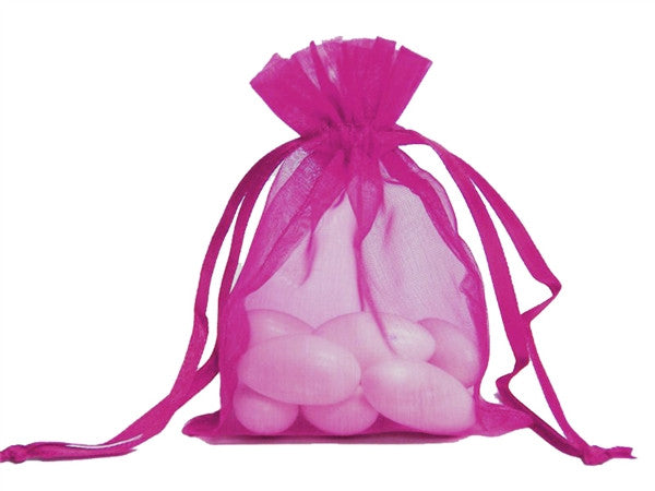 5x7 Fushia Organza Bags-10/pk
