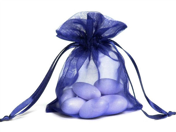 5x7 Navy Organza Bags-10/pk