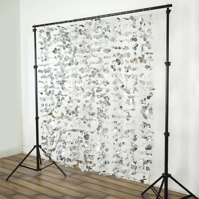 Dazzling Metallic Foil Flower Wedding Backdrop- Silver- 6ftx6ft