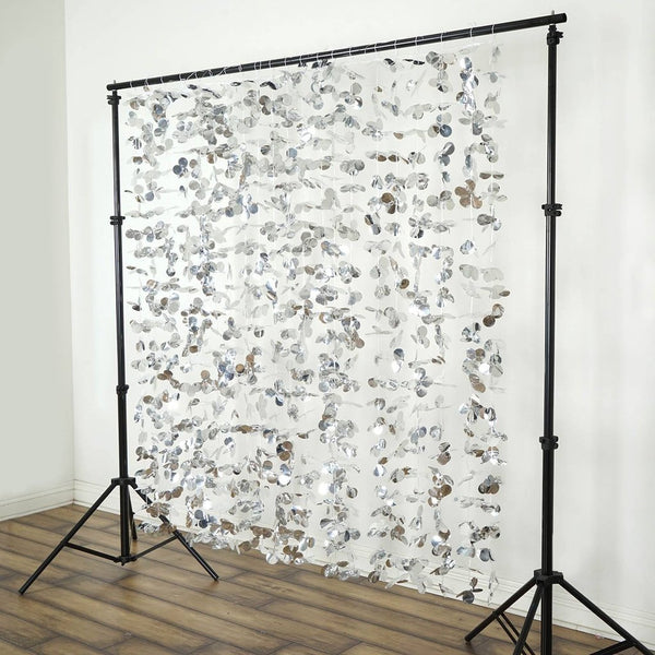Dazzling Metallic Foil Flower Wedding Backdrop- Silver- 6ftx6ft