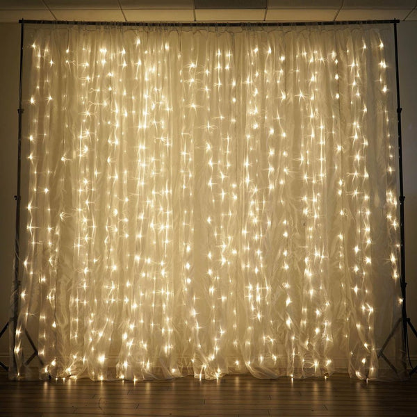 600 LED Lights BIG Wedding Party Photography Organza Curtain Backdrop - Warm White - 20FT x 10FT