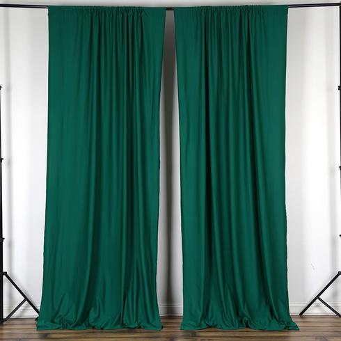 Set Of 2 Hunter Green Fire Retardant Polyester Curtain Panel Backdrops Window Treatment With Rod Pockets - 5FTx10FT