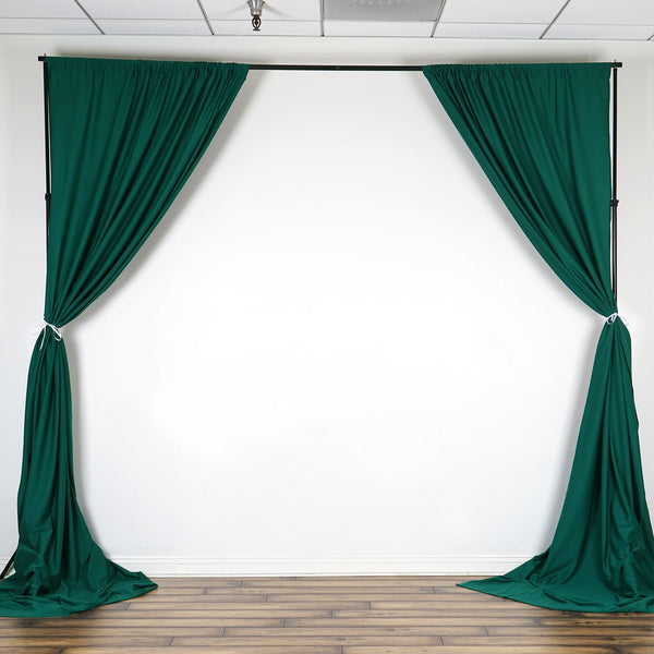 Set Of 2 Hunter Green Fire Retardant Polyester Curtain Panel Backdrops Window Treatment With Rod Pockets - 5FTx10FT