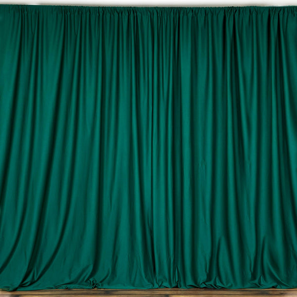 Set Of 2 Hunter Green Fire Retardant Polyester Curtain Panel Backdrops Window Treatment With Rod Pockets - 5FTx10FT