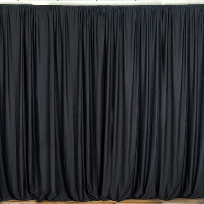 Set Of 2 Black Fire Retardant Polyester Curtain Panel Backdrops Window Treatment With Rod Pockets - 5FTx10FT