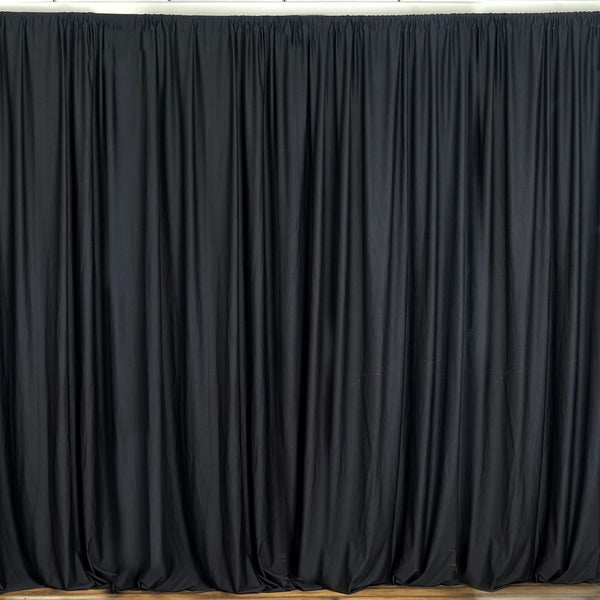 Set Of 2 Black Fire Retardant Polyester Curtain Panel Backdrops Window Treatment With Rod Pockets - 5FTx10FT