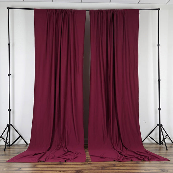 Set Of 2 Burgundy Fire Retardant Polyester Curtain Panel Backdrops Window Treatment With Rod Pockets - 5FTx10FT