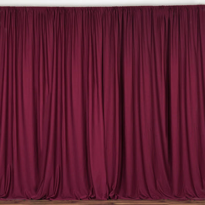 Set Of 2 Burgundy Fire Retardant Polyester Curtain Panel Backdrops Window Treatment With Rod Pockets - 5FTx10FT