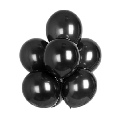 12" Metallic Latex Balloons-Black-25/pk