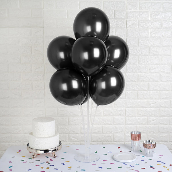 12" Metallic Latex Balloons-Black-25/pk