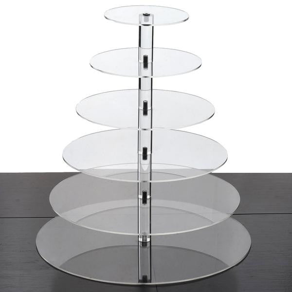 6 Tier Round Heavy Duty Acrylic Glass Cupcake Dessert Stand For Birthday Wedding Party