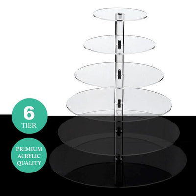 6 Tier Round Heavy Duty Acrylic Glass Cupcake Dessert Stand For Birthday Wedding Party