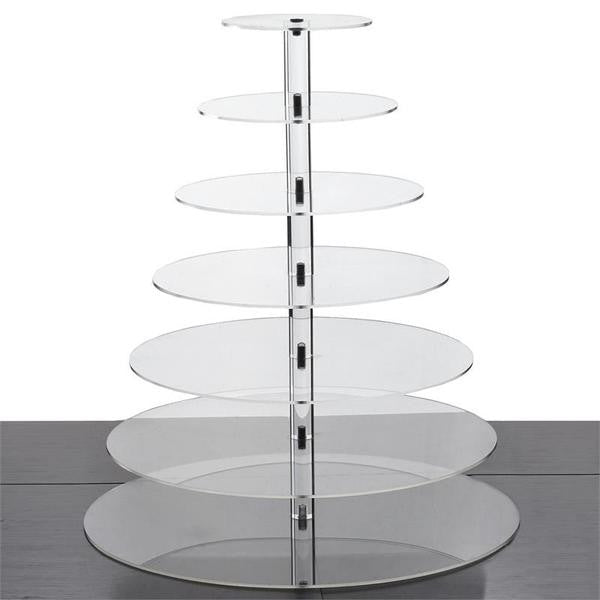7 Tier Round Heavy Duty Acrylic Glass Cupcake Dessert Stand For Birthday Wedding Party