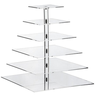 6 Tier Square Heavy Duty Acrylic Glass Cupcake Dessert Stand For Birthday  Wedding Party