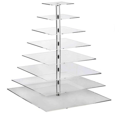 8 Tier Square Heavy Duty Acrylic Glass Cupcake Dessert Stand For Birthday  Wedding Party