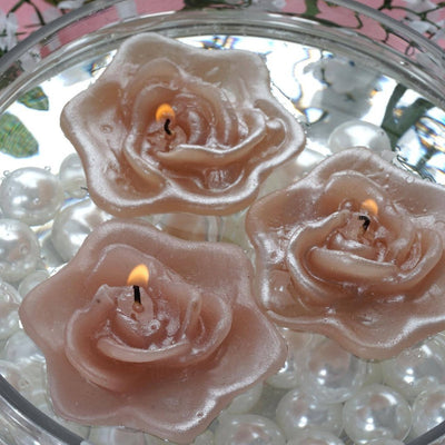 4 PCS Dusty Rose Floating Candles Wedding Birthday Party Centerpiece Decor