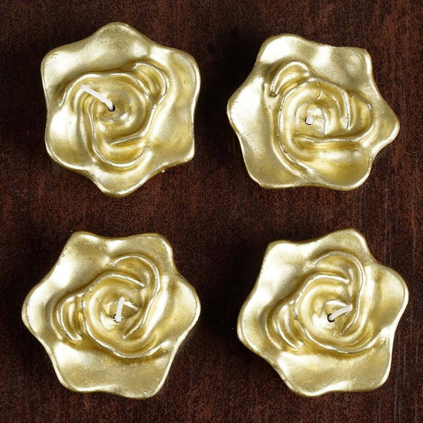 4 PCS Gold Rose Floating Candles Wedding Birthday Party Centerpiece Decor