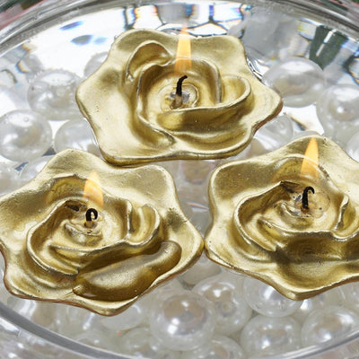 4 PCS Gold Rose Floating Candles Wedding Birthday Party Centerpiece Decor