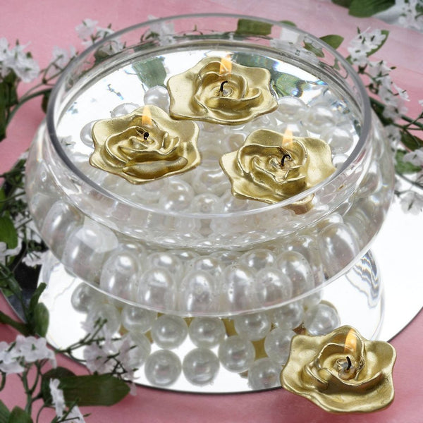 4 PCS Gold Rose Floating Candles Wedding Birthday Party Centerpiece Decor