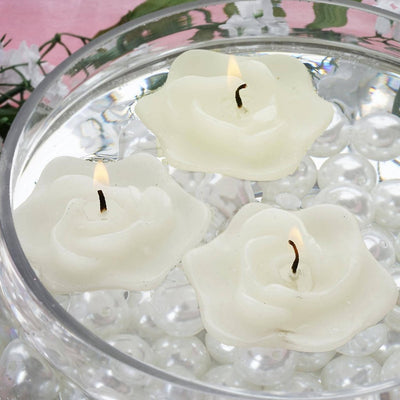 4 PCS Ivory Rose Floating Candles Wedding Birthday Party Centerpiece Decor