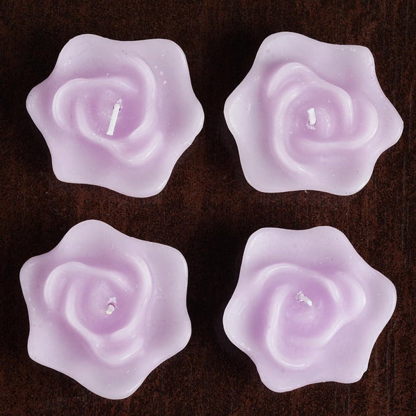 4 PCS Lavender Rose Floating Candles Wedding Birthday Party Centerpiece Decor