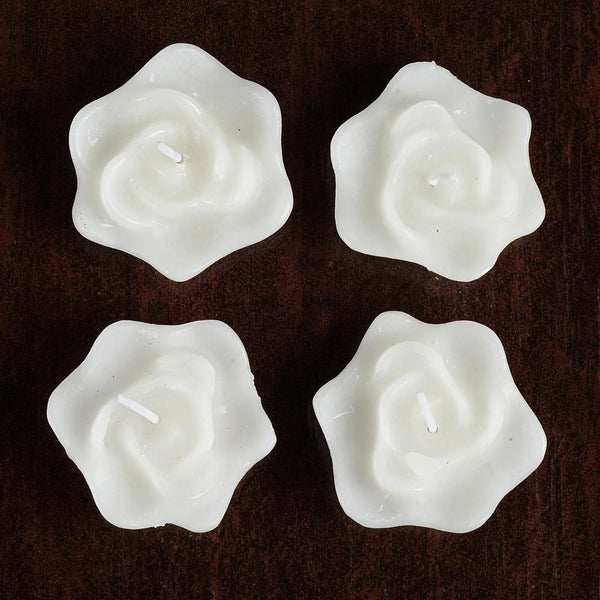 4 PCS White Rose Floating Candles Wedding Birthday Party Centerpiece Decor