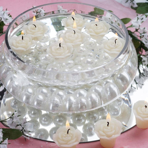 White Rose Floating Flower Candles - Wedding