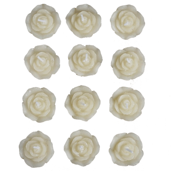 12 PCS Ivory Rose Mini Floating Candles Wedding Birthday Party Centerpiece Decor