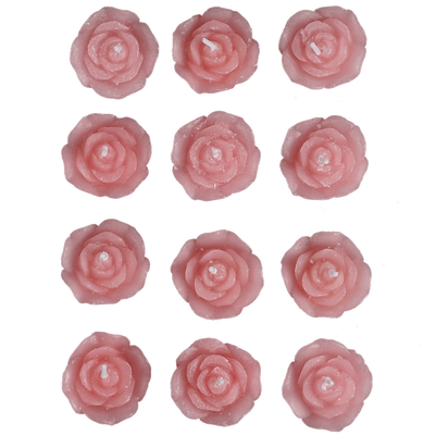 Pink Rose Mini Floating Candles Wedding Birthday Party Centerpiece Decor - 12/pk