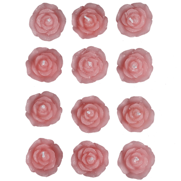 Pink Rose Mini Floating Candles Wedding Birthday Party Centerpiece Decor - 12/pk