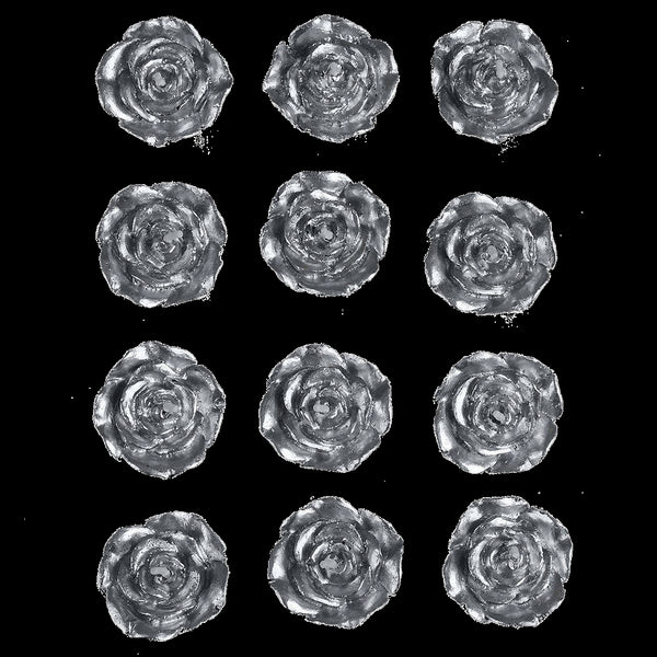 12 PCS Silver Rose Mini Floating Candles Wedding Birthday Party Centerpiece Decor
