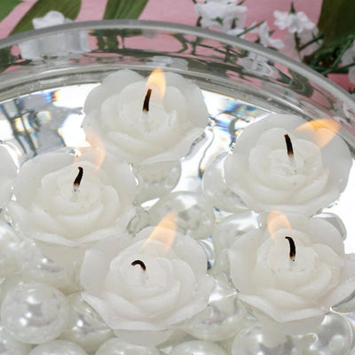 White Rose Mini Floating Candles Wedding Birthday Party Centerpiece Decor - 12/pk