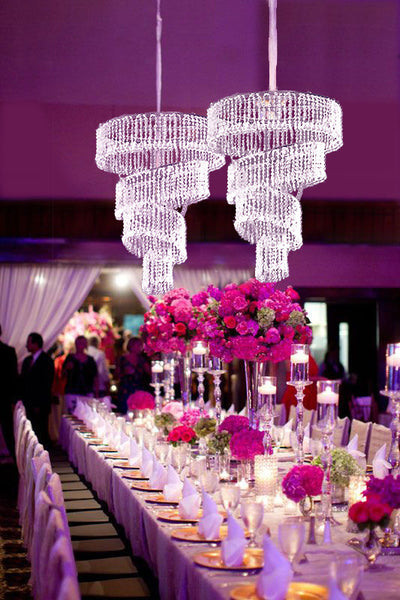 4 Tier Designer Crystal Pendant Lighting Diamond Chandelier Centerpiece - 18" Diameter x 24" Long