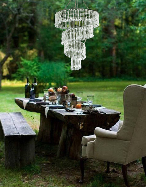 4 Tier Designer Crystal Pendant Lighting Diamond Chandelier Centerpiece - 18" Diameter x 24" Long