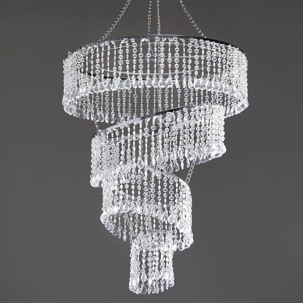 4 Tier Mordern Crystal Pendant Lighting Diamond Chandelier - 18" Diameter x 24" Long