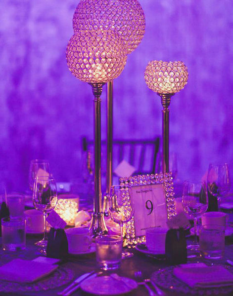 37" Gold Shangri La Crystal Acrylic Diamond Chandelier Lamp Wedding Centerpiece With 10" Ball