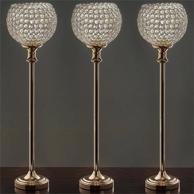 37" Gold Shangri La Crystal Acrylic Diamond Chandelier Lamp Wedding Centerpiece With 10" Ball